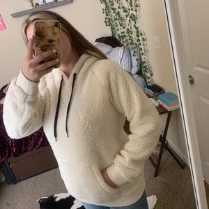 off white sherpa sweatshirt